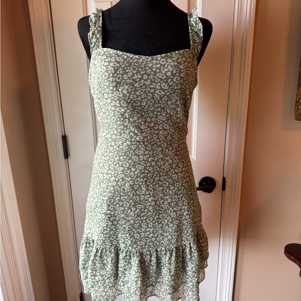 Altar'd State Green and White Mini Dress